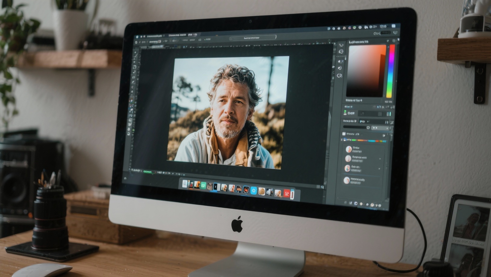 Écran d&rsquo;ordinateur affichant un logiciel de retouche photo
